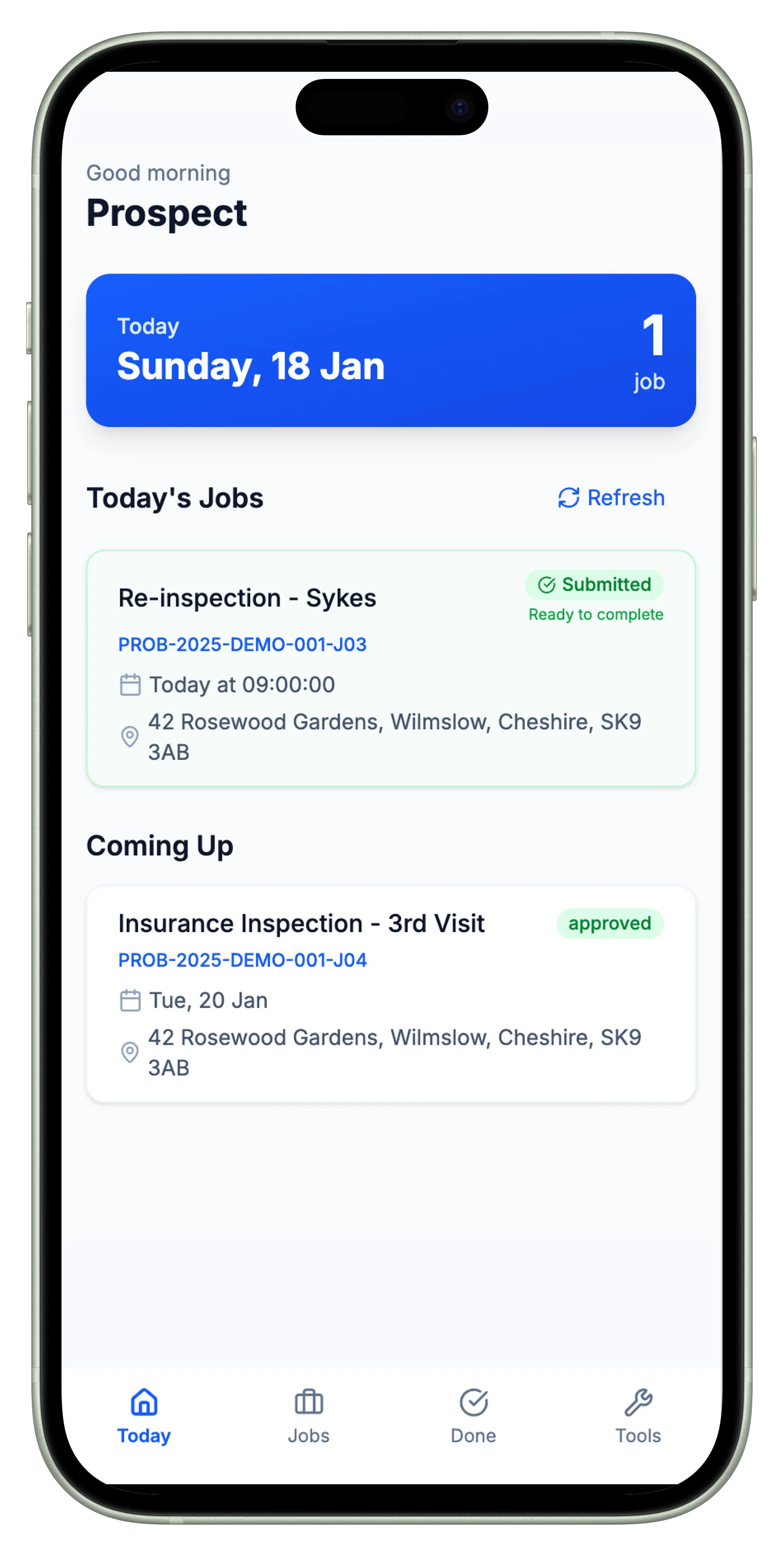 Field worker app home
